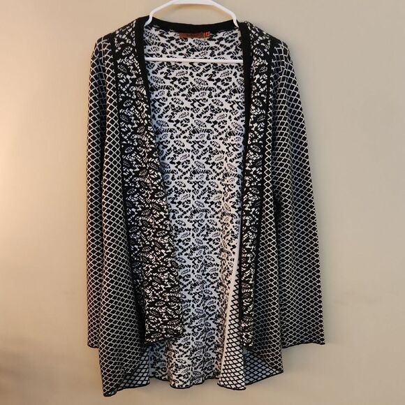 Belldini Black and White Knit Opem Cardigan Size XL - Picture 1 of 6